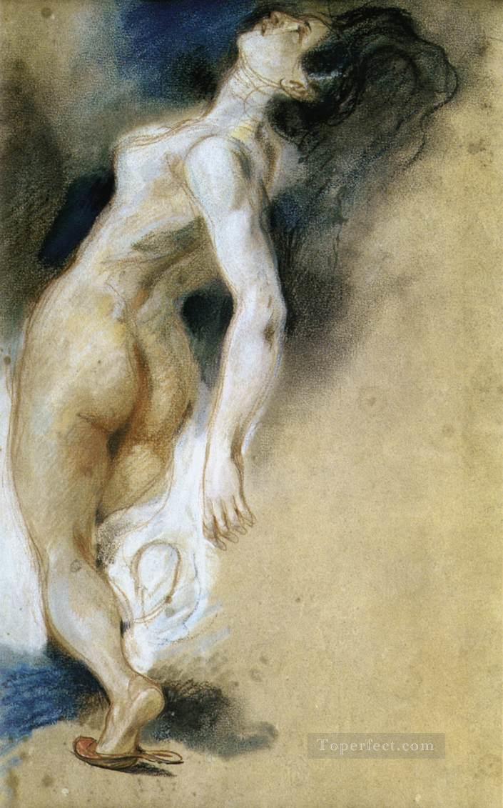 Desnudo femenino asesinado por detrás del romántico Eugene Delacroix Pintura al óleo